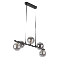 Pendelleuchte Grau Schwarz Metall Glas 5-flammig