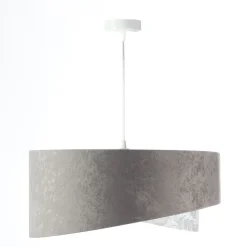Pendelleuchte Grau Weiß Ø 50 cm Stoffschirm Velours Optik