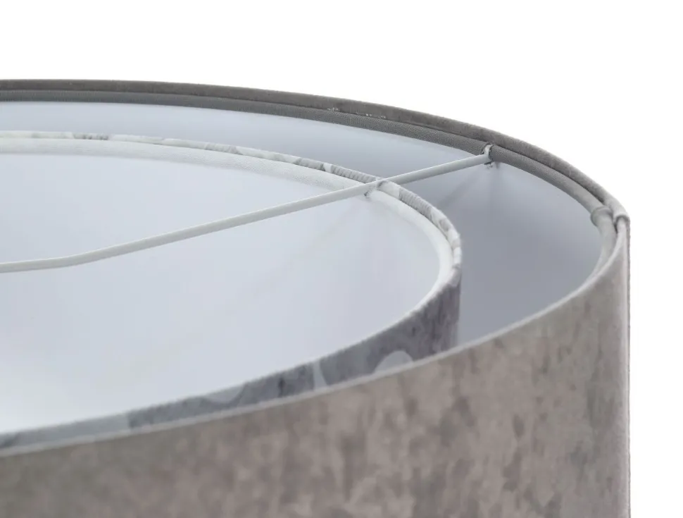 Pendelleuchte Grau Weiß Ø 50 cm Stoffschirm Velours Optik