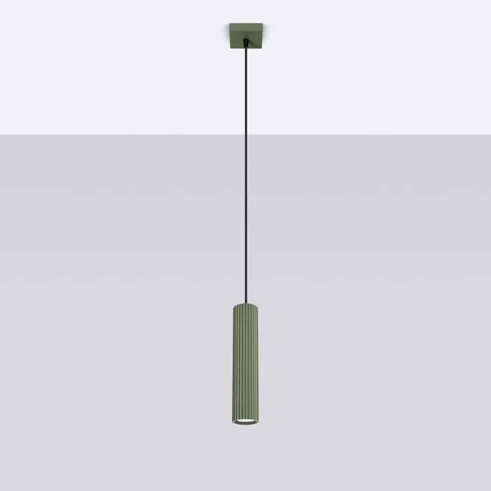 Pendelleuchte Grün schmal B: 8 cm H: max. 118 cm GU10 Modern