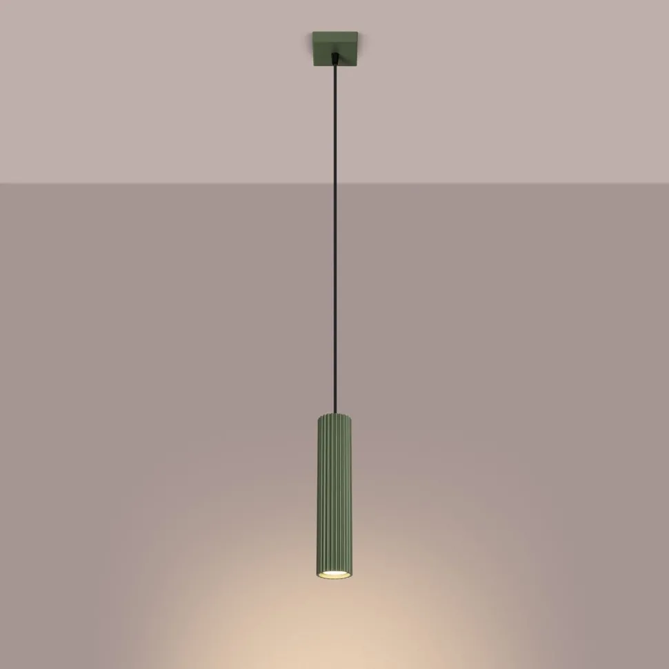 Pendelleuchte Grün schmal B: 8 cm H: max. 118 cm GU10 Modern