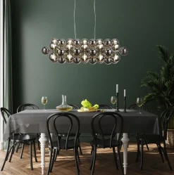 Pendelleuchte groß B: 100 cm 25x G9 Rauchglas Kugelschirme