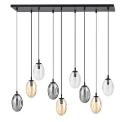 Pendelleuchte groß Rauchglas 100 cm lang 9x E14 CARLU