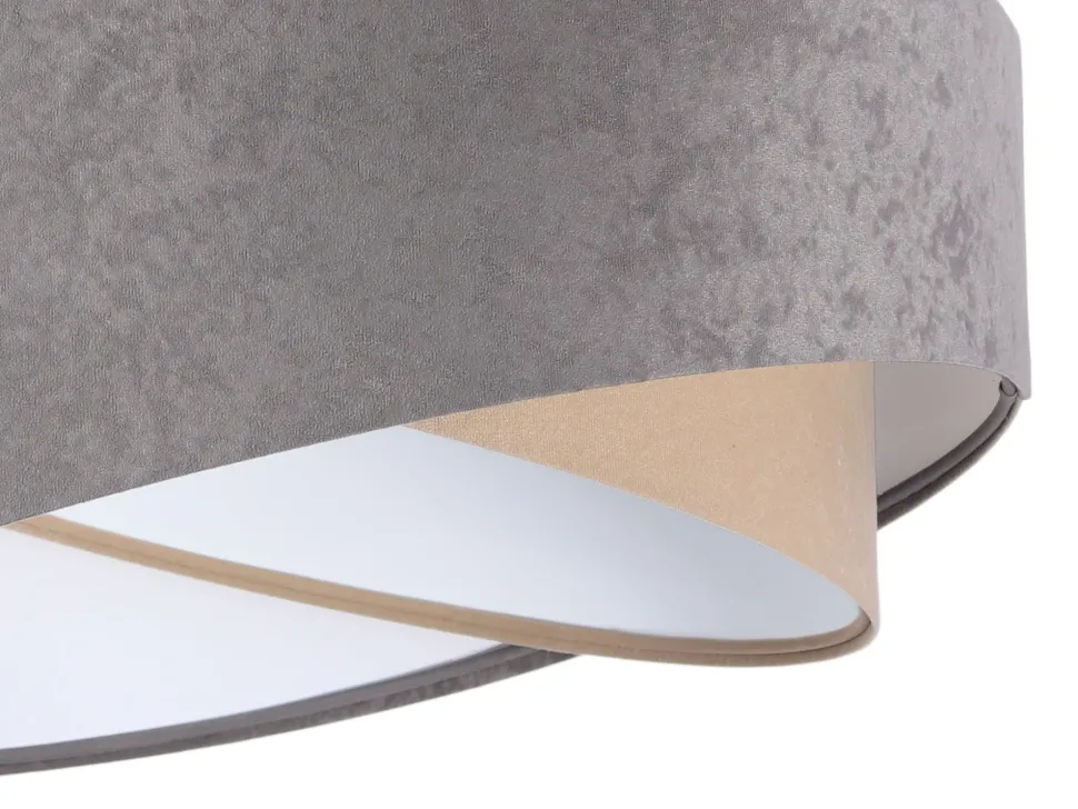 Pendelleuchte Großer Schirm Grau Beige Weiß Stoff