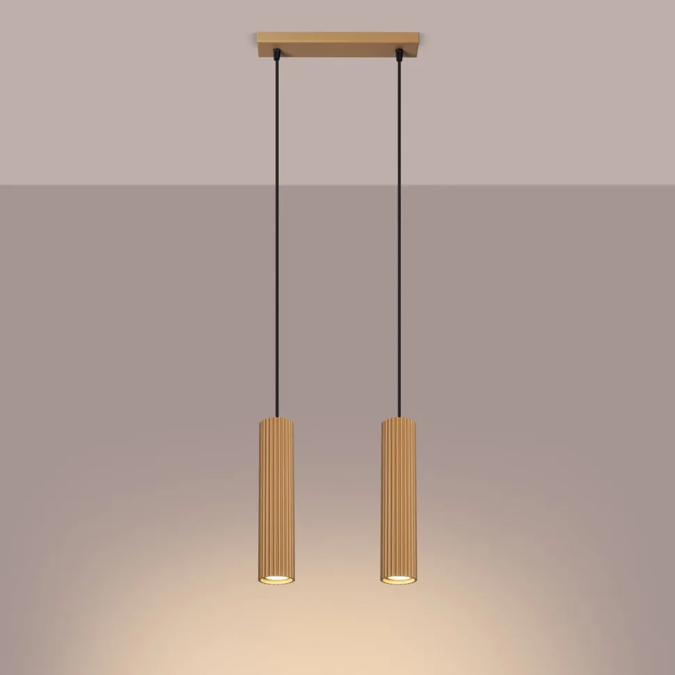 Pendelleuchte GU10 2-flammig aus Aluminium B: 30 cm in Gold