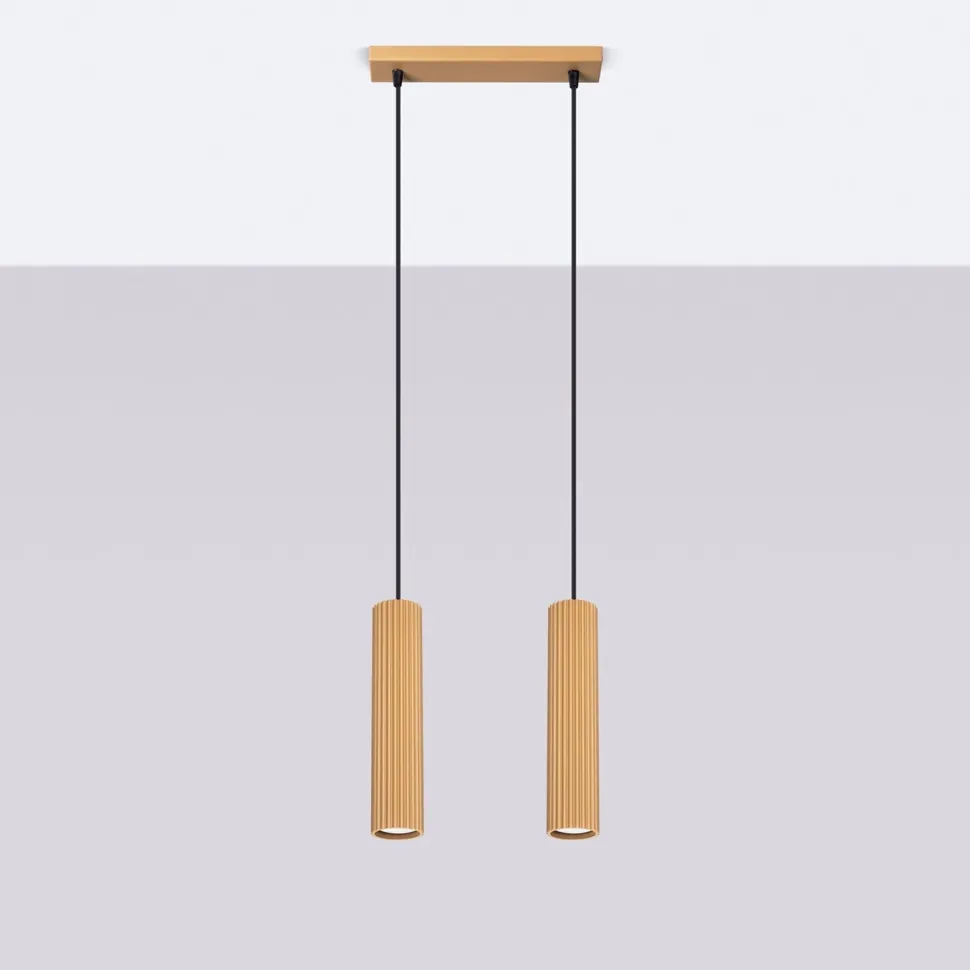 Pendelleuchte GU10 2-flammig aus Aluminium B: 30 cm in Gold