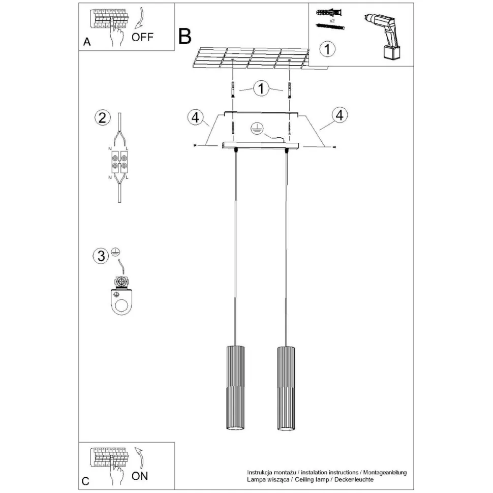 Pendelleuchte GU10 2-flammig aus Aluminium B: 30 cm in Gold