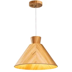 Pendelleuchte Holz Furnier Teak E27 D: 40 cm Modern