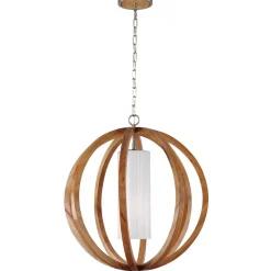 Pendelleuchte Holz Glas rund Esstisch Wohnzimmer