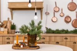 Pendelleuchte Holz Metall Schwarz E27 Ø14 cm wohnlich