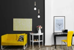 Pendelleuchte Holz Metall Schwarz E27 Ø14 cm wohnlich