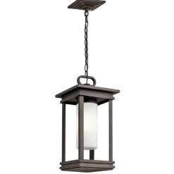 Pendelleuchte in Bronze Opal Glas Außenbereich