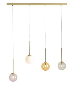 Pendelleuchte in Gold Weiß Schwarz Bernstein 100 cm G9