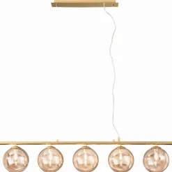 Pendelleuchte in Messing Champagner G9 L:100 cm 5-flmg