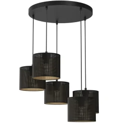 Pendelleuchte in Schwarz Gold Ø58 cm E27 Loft 5-flammig