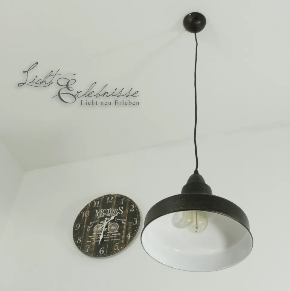 Pendelleuchte Industrial aus Metall Ø 26 cm Braun antik