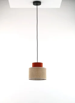 Pendelleuchte Jute Stoff Metall Ø 20 cm schmal Bunt E27