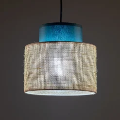 Pendelleuchte klein Ø 20 cm verstellbar Jute Stoff E27