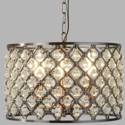 Pendelleuchte Kristall Ø 38 cm 3x E14 in Kupfer antik