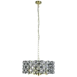 Pendelleuchte Kristall Ø 48 cm rund 5x E14 Messing Schwarz