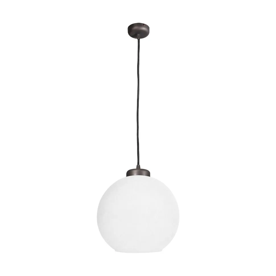 Pendelleuchte Kugel Ø 24 cm Messing Glas E27 in Bronze Weiß