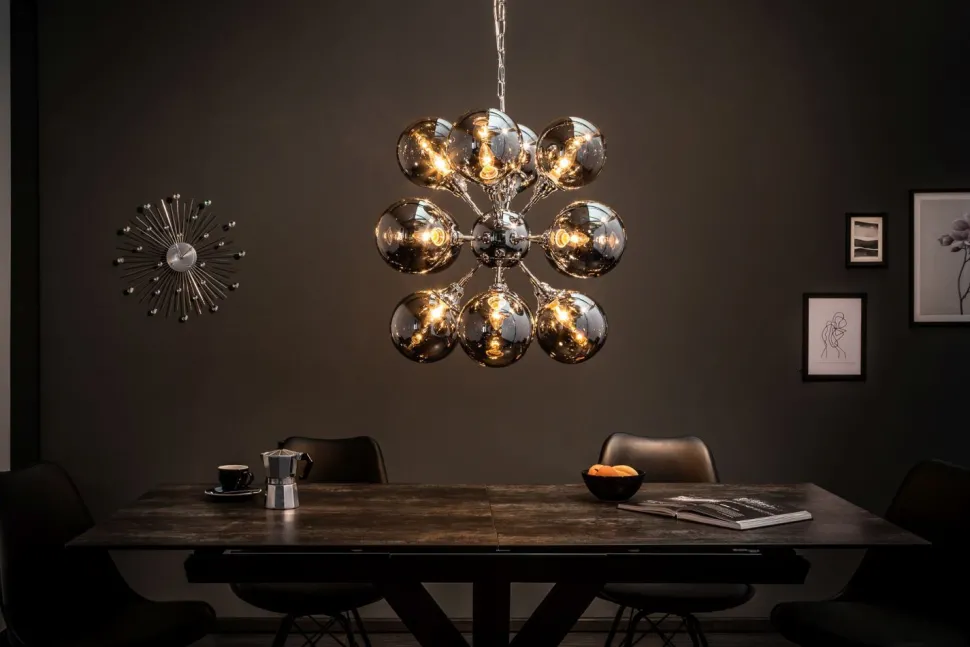 Pendelleuchte Kugel Schirme in Silber Modern Design