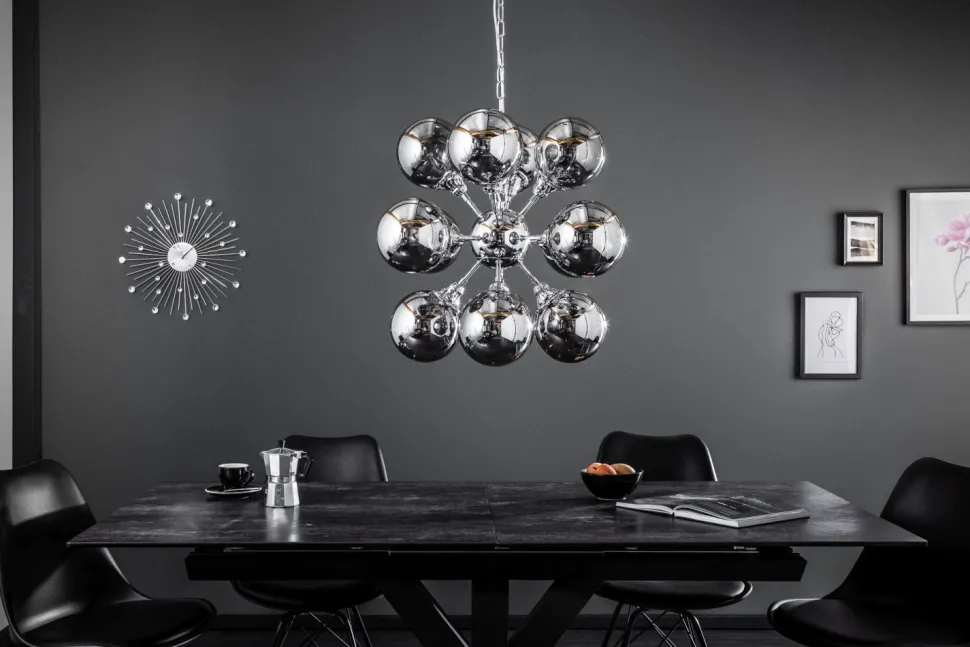 Pendelleuchte Kugel Schirme in Silber Modern Design