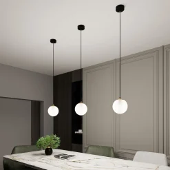 Pendelleuchte Kugelschirm Schwarz Weiß Gold E14