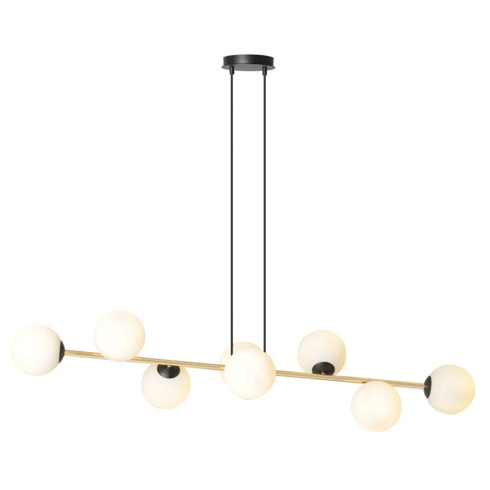 Pendelleuchte lang 140 cm E14 in Schwarz Weiß Gold