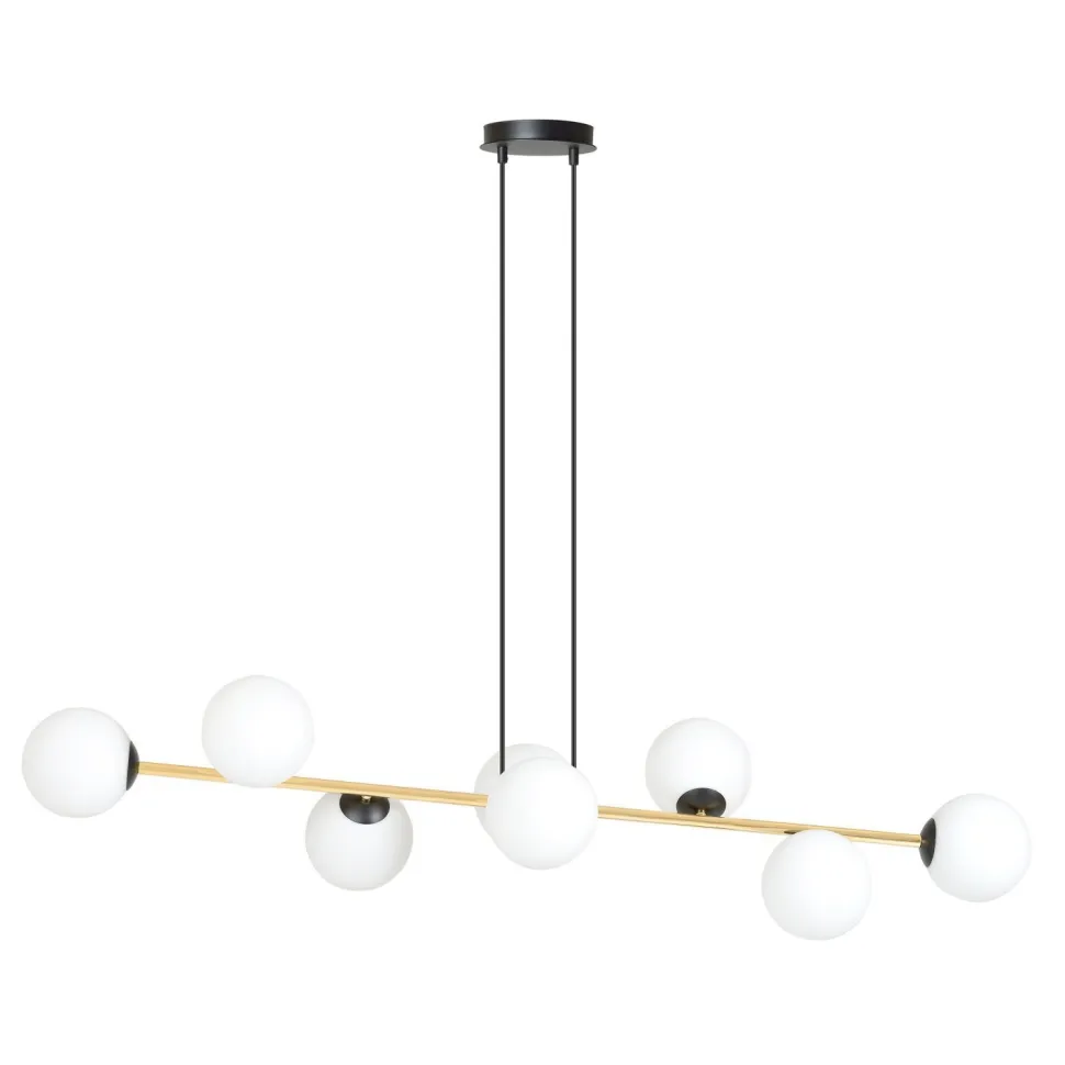 Pendelleuchte lang 140 cm E14 in Schwarz Weiß Gold