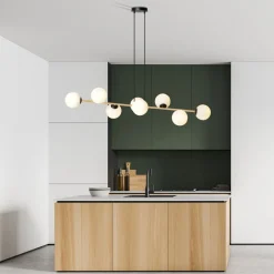 Pendelleuchte lang 140 cm E14 in Schwarz Weiß Gold