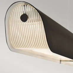 Pendelleuchte LED 116,8 cm lang Metall Glas Schwarz Modern