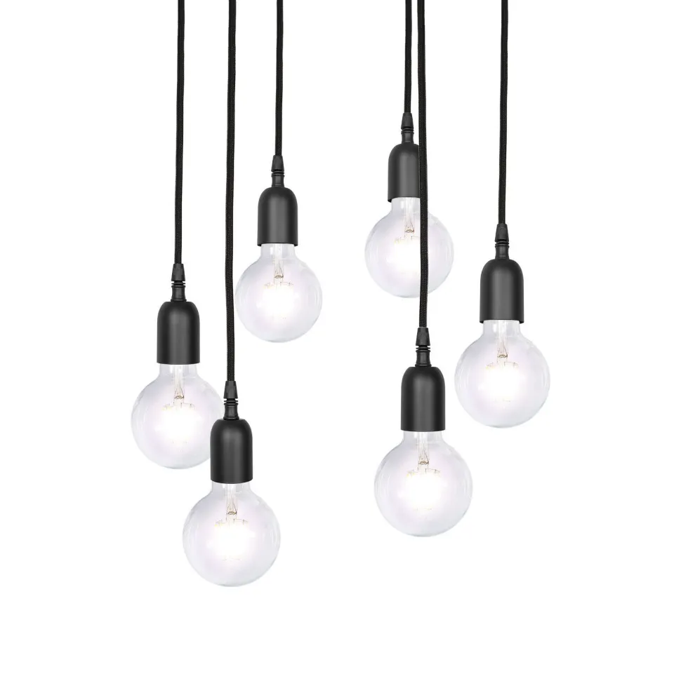 Pendelleuchte Messing Eisen Ø 40 cm 6-flammig E27 Schwarz