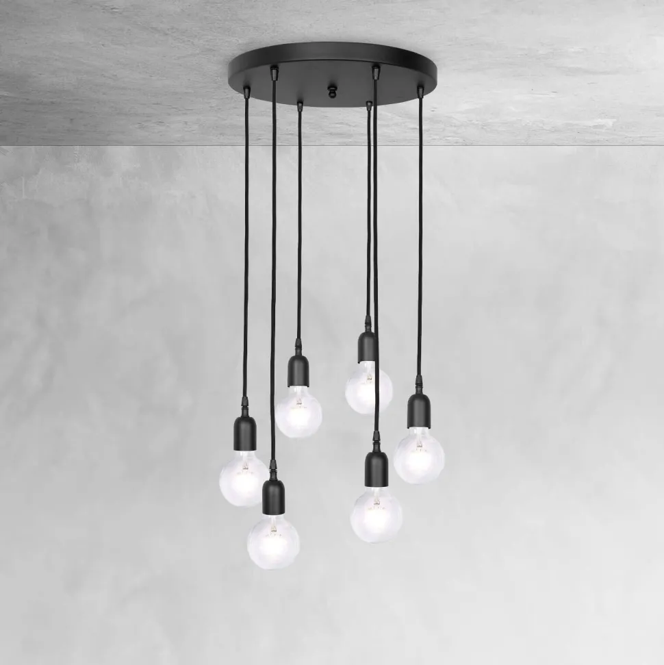 Pendelleuchte Messing Eisen Ø 40 cm 6-flammig E27 Schwarz