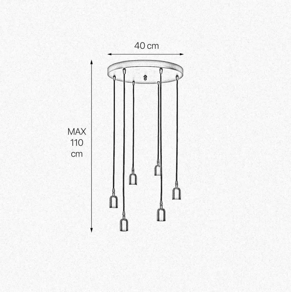 Pendelleuchte Messing Eisen Ø 40 cm 6-flammig E27 Schwarz