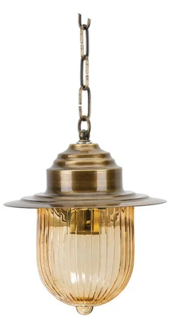 Pendelleuchte Messing geriffeltes Glas wetterfest