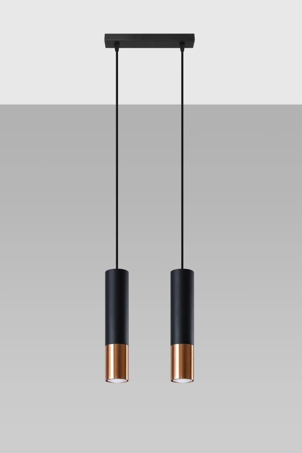 Pendelleuchte Metall 2-flammig GU10 Schwarz Kupfer EDYTH