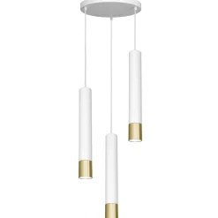 Pendelleuchte Metall 3-flammig rund Weiß Gold LIADAN