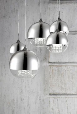 Pendelleuchte Metall Glas H: max. 95 cm Nickel E27 JOY