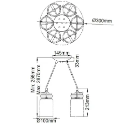 Pendelleuchte Metall Glas 6x E27 in Messing verstellbar