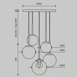 Pendelleuchte Metall Glas G9 Ø 58 cm H: max. 344,1 cm