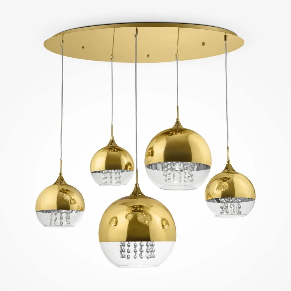Pendelleuchte Metall Glas H: max. 95 cm in Gold E27 JOY