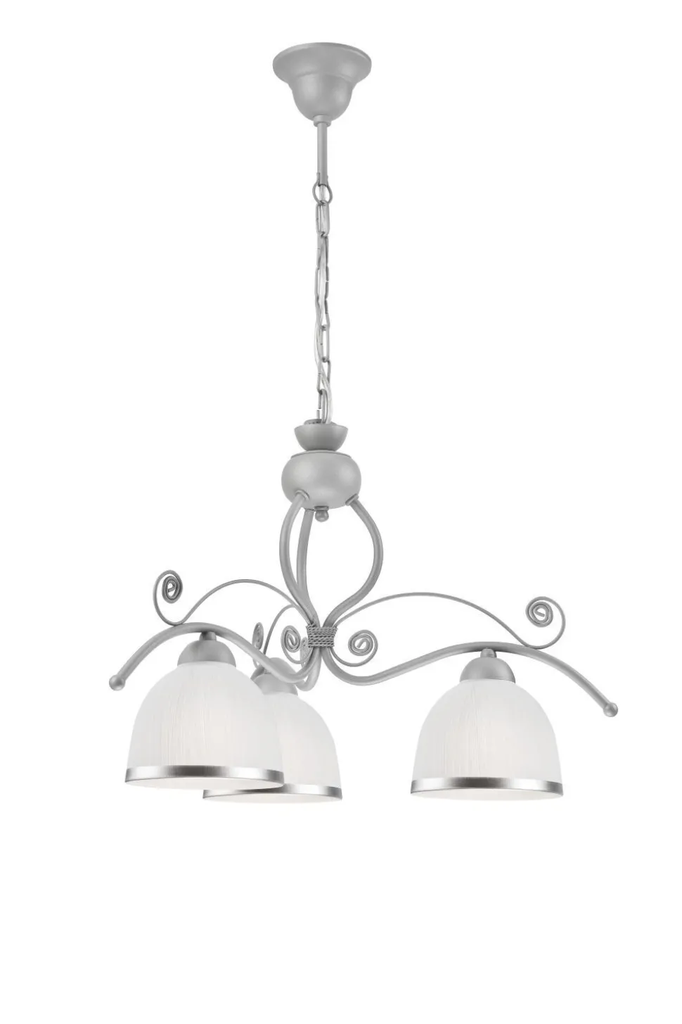 Pendelleuchte Metall Glas 3-flmg Jugendstil Küche