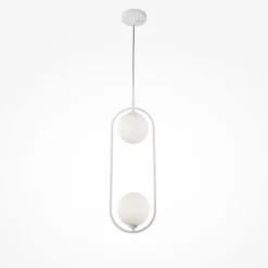 Pendelleuchte Metall Glas G9 H: max. 204 cm Weiß Modern