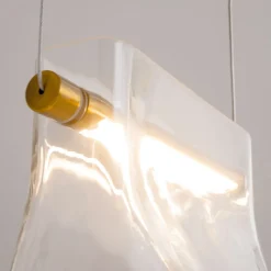 Pendelleuchte Metall Glas LED H: max. 329 cm in Messing