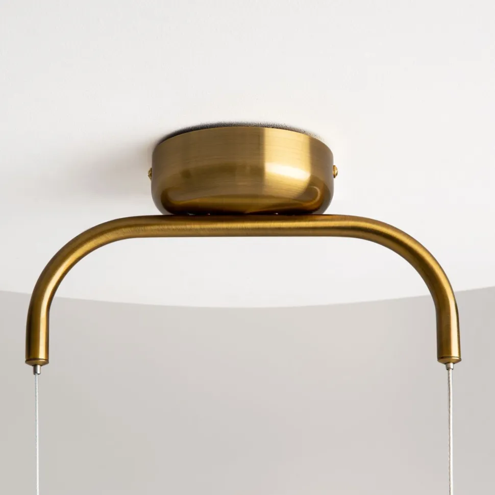 Pendelleuchte Metall Glas LED H: max. 329 cm in Messing