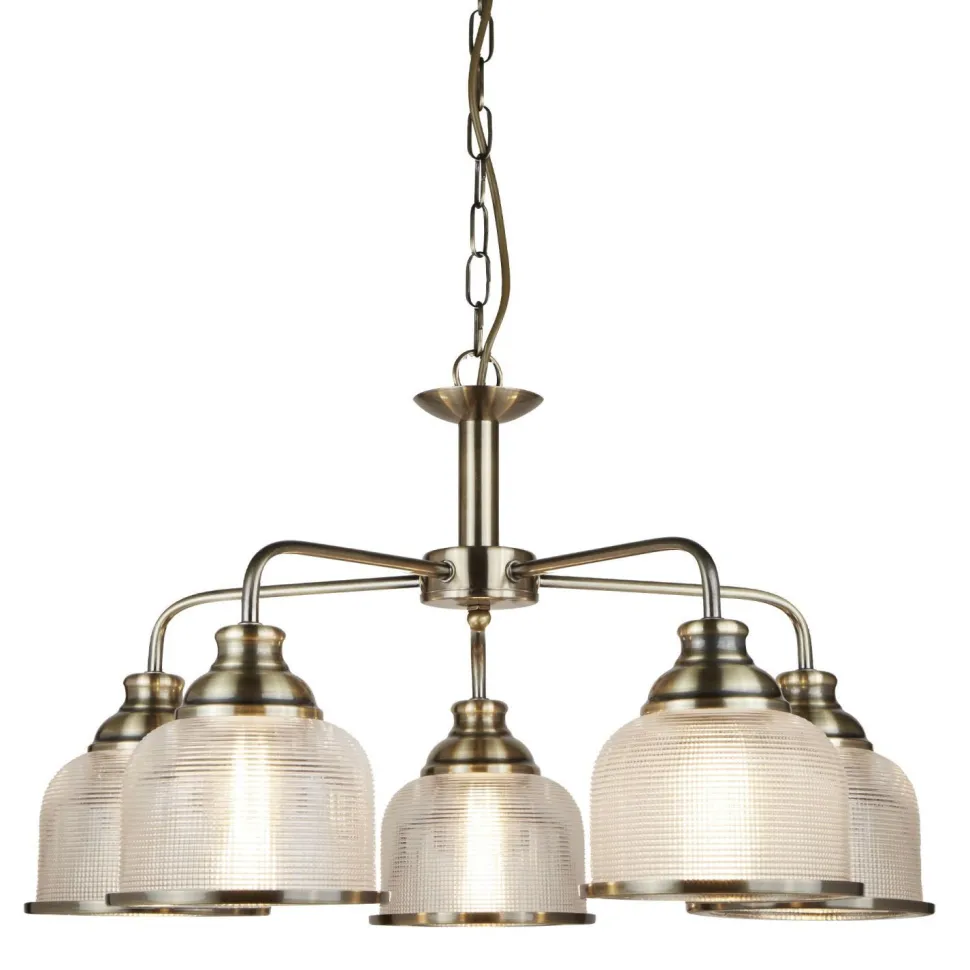 Pendelleuchte Metall Glas Ø 58 cm Jugendstil in Messing antik