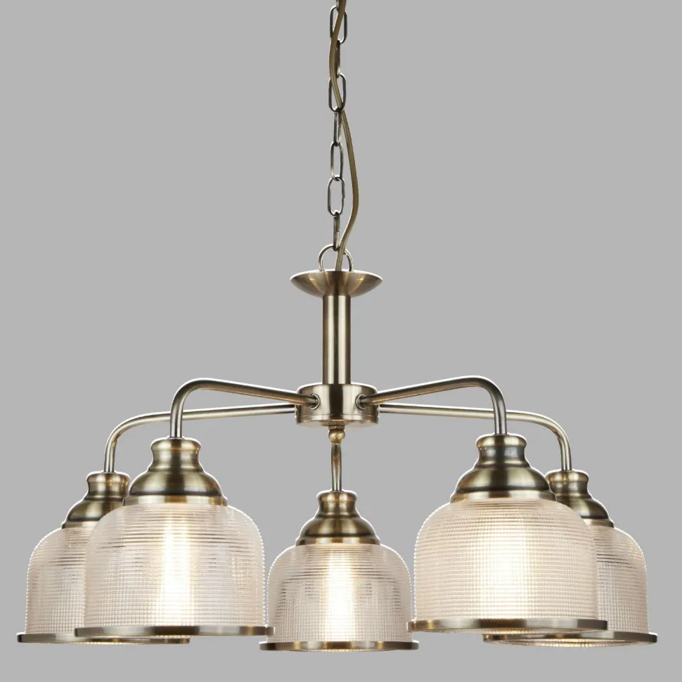 Pendelleuchte Metall Glas Ø 58 cm Jugendstil in Messing antik