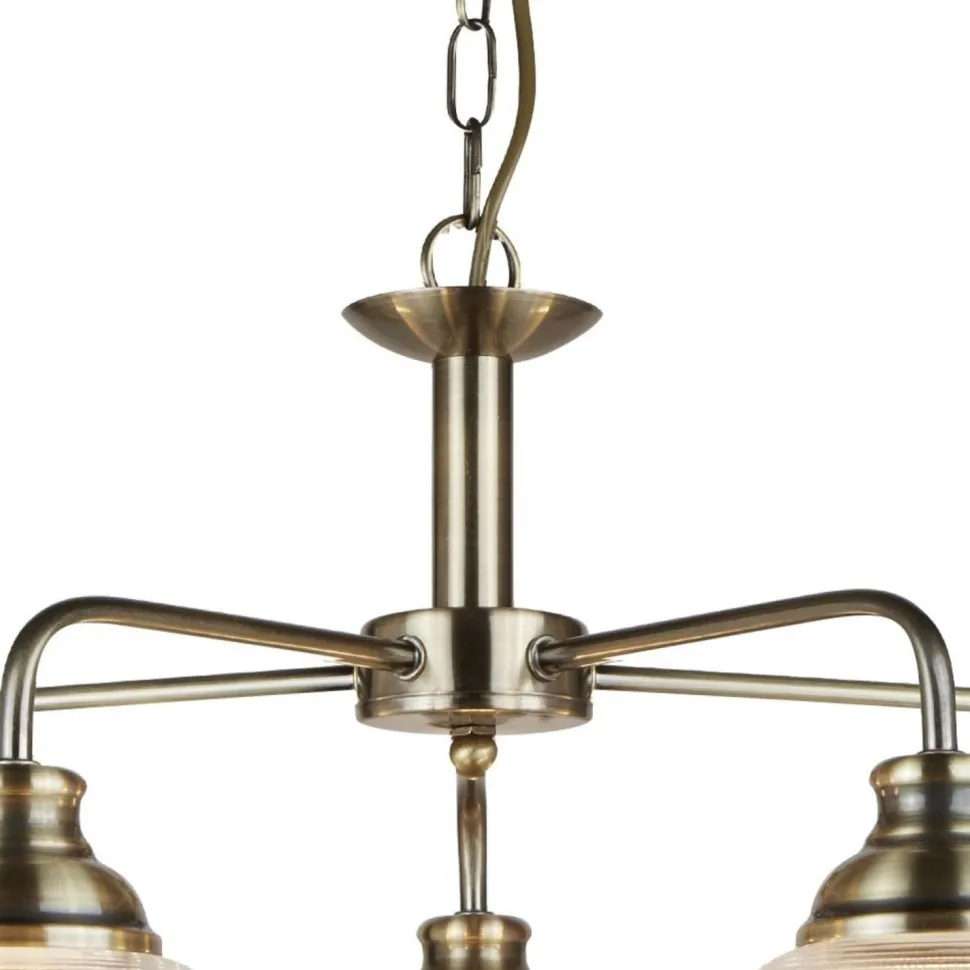 Pendelleuchte Metall Glas Ø 58 cm Jugendstil in Messing antik