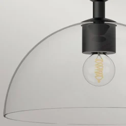 Pendelleuchte Metall Glas rund D: 30,5 cm Schwarz E27